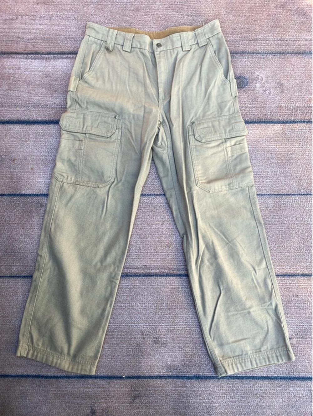 Duluth trading company fire hose cargo pants relaxed fit khaki 36x32